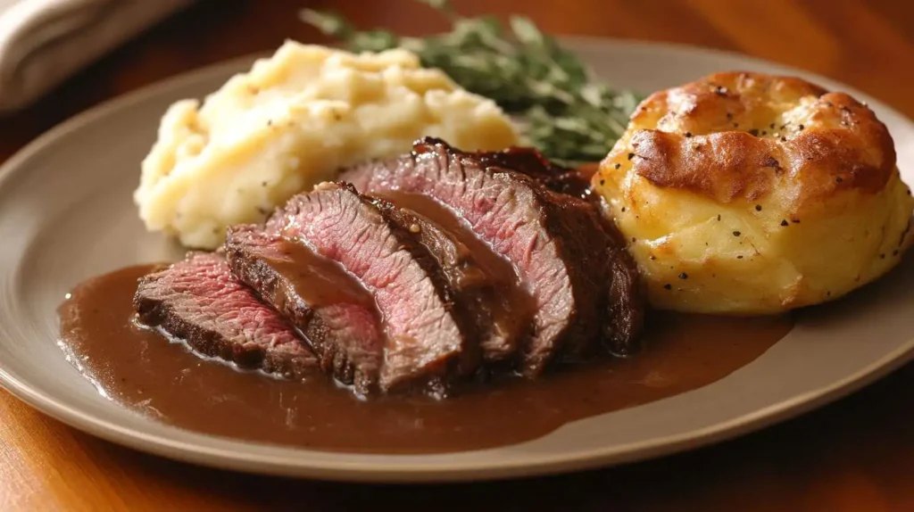Beef Gravy with Roast Beef and Mashed Potatoes