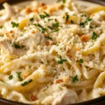 Chicken Tetrazzini Recipe - Creamy and Cheesy Baked Casserole