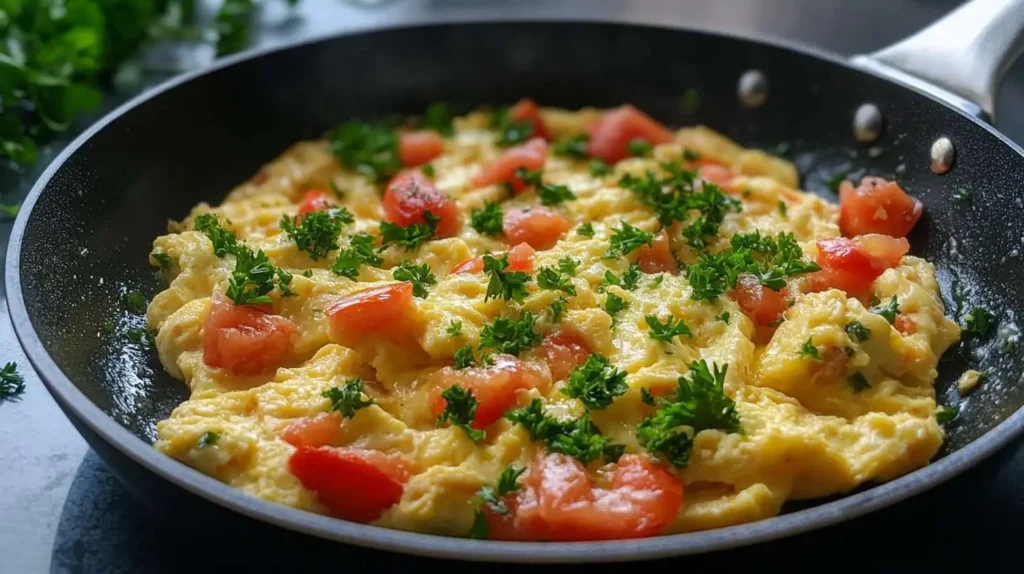 Kagianas, Greek scrambled eggs with tomatoes.