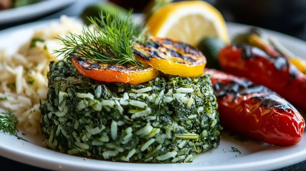 Spanakorizo – Greek Spinach Rice with Dill and Lemon.
