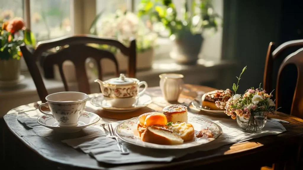 Traditional English breakfast table setting
