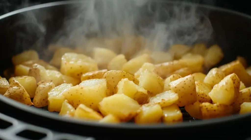 Crispy air fryer breakfast potatoes in a basket – perfectly golden and seasoned for a delicious morning meal.