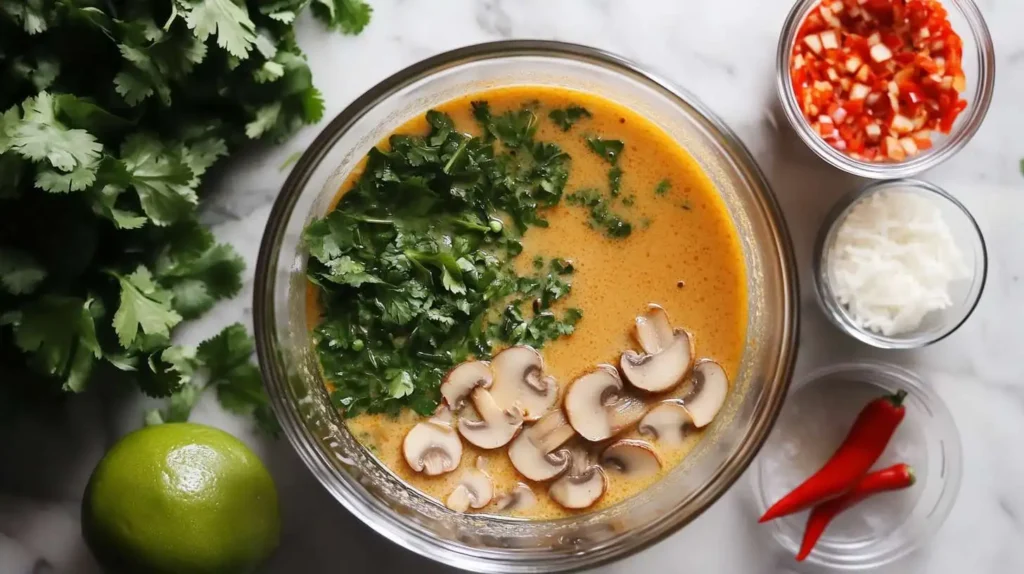 Vegan Thai Coconut Soup with Lime and Chili