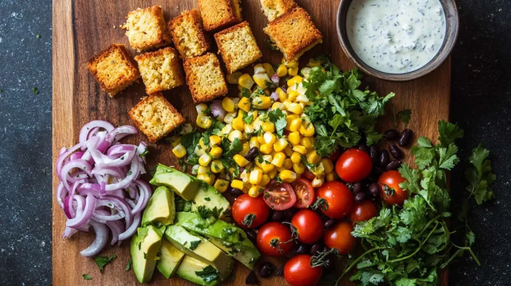 Healthy cornbread salad ingredients - fresh and nutritious
