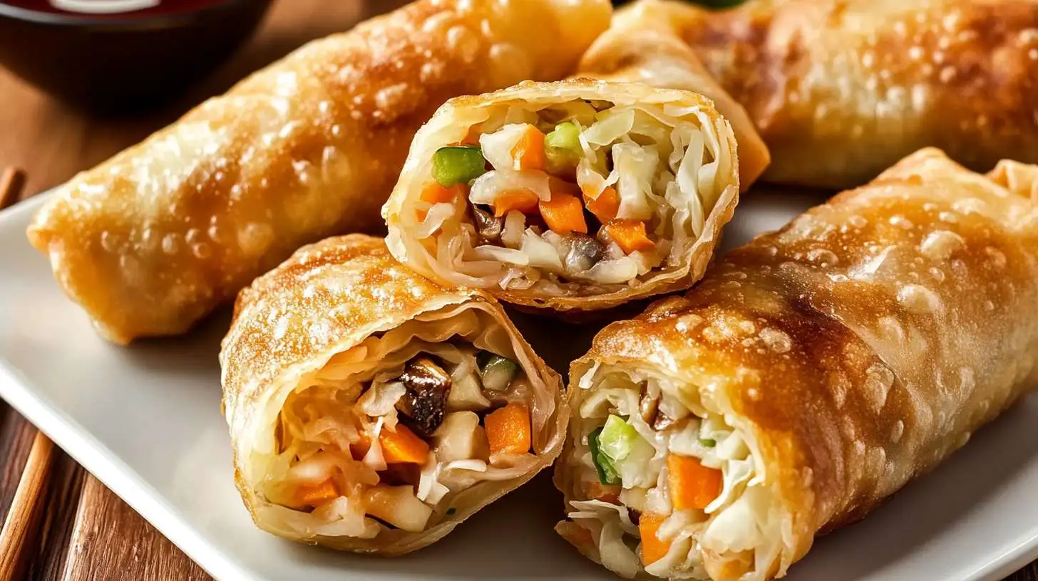 Vegetarian egg roll recipe – crispy, golden homemade egg rolls filled with fresh vegetables.