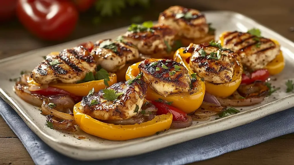Low Carb Chicken Cheesesteak Stuffed Peppers